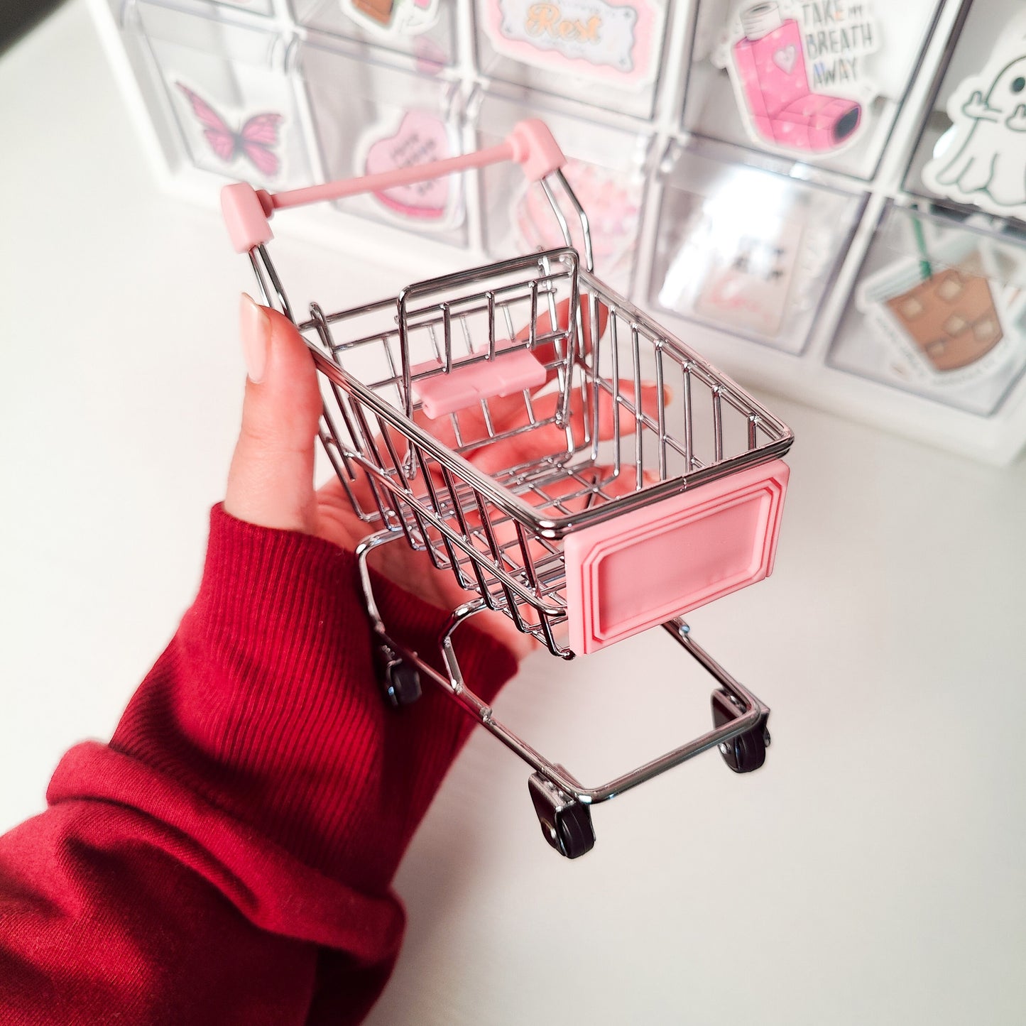 Mini Pink Shopping Cart