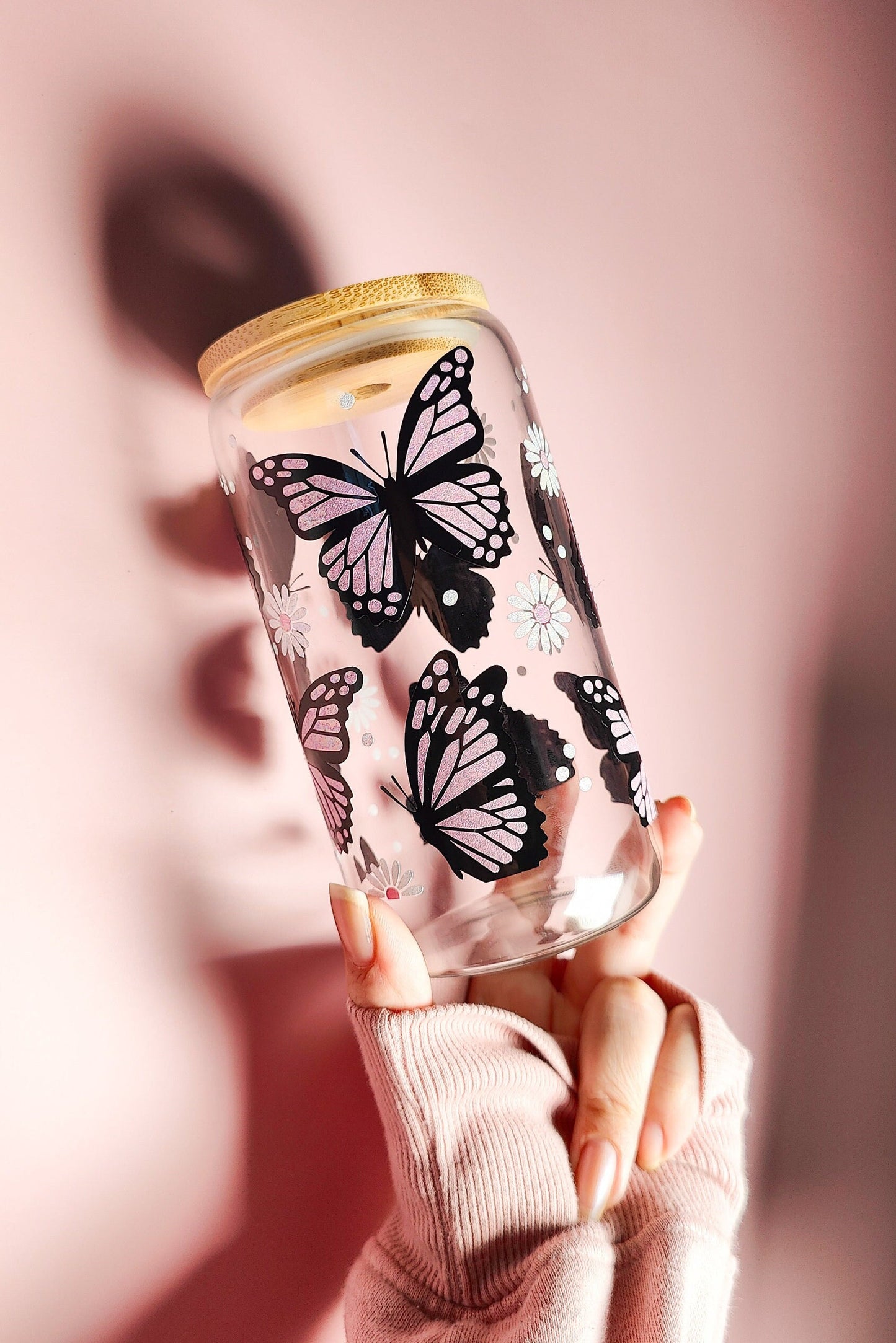 Butterfly Daisy Glass Coffee Cup