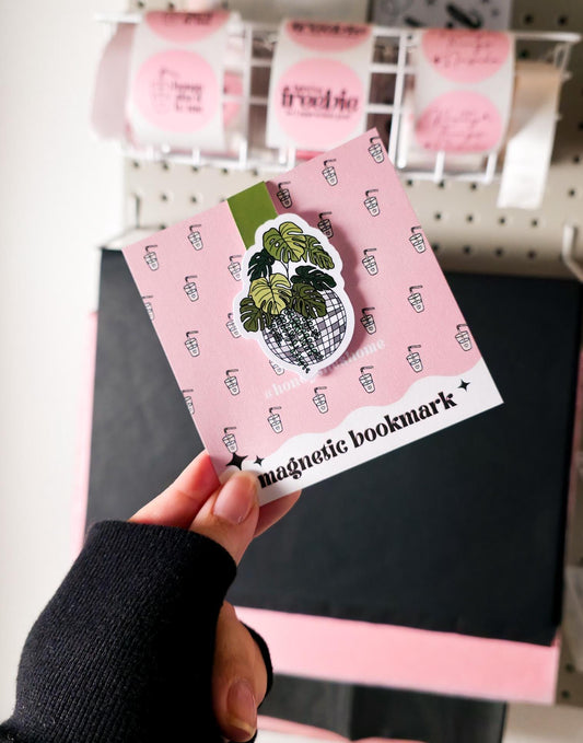 Monstera Disco Ball Magnetic Bookmark