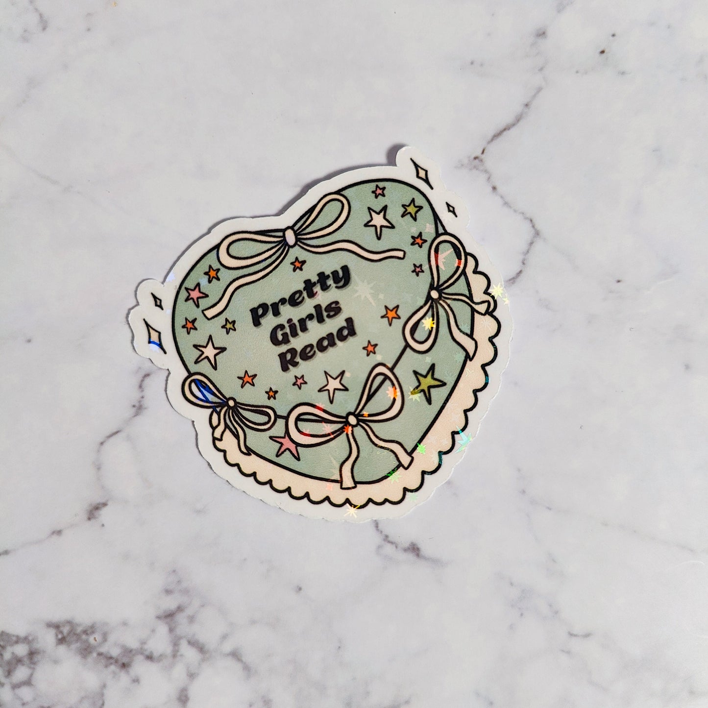 Pretty Girls Read Cake Holographic Sticker