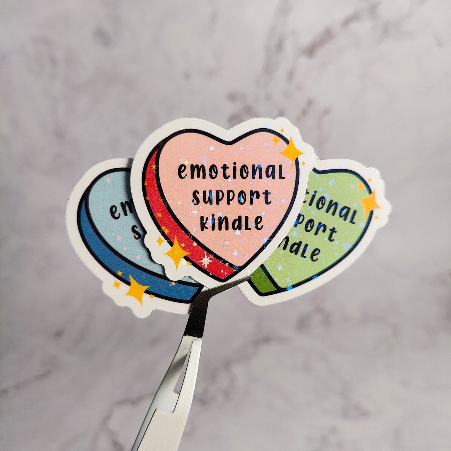 Emotional Support Kindle Heart Holographic Sticker