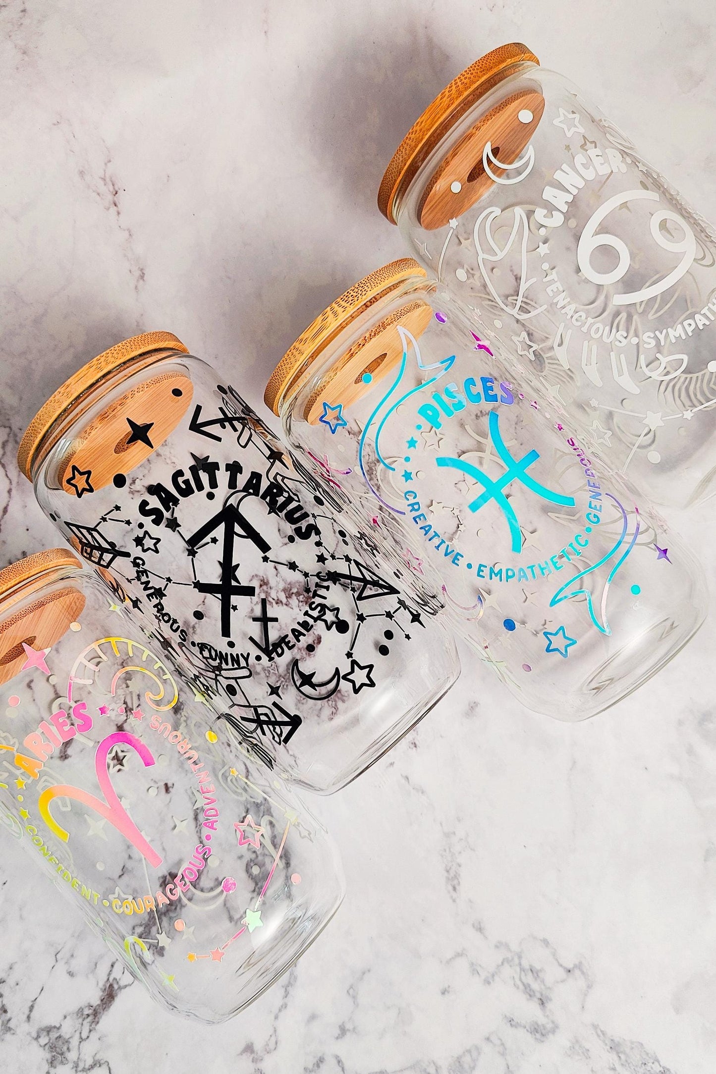 Zodiac Glow In The Dark Glass Cup