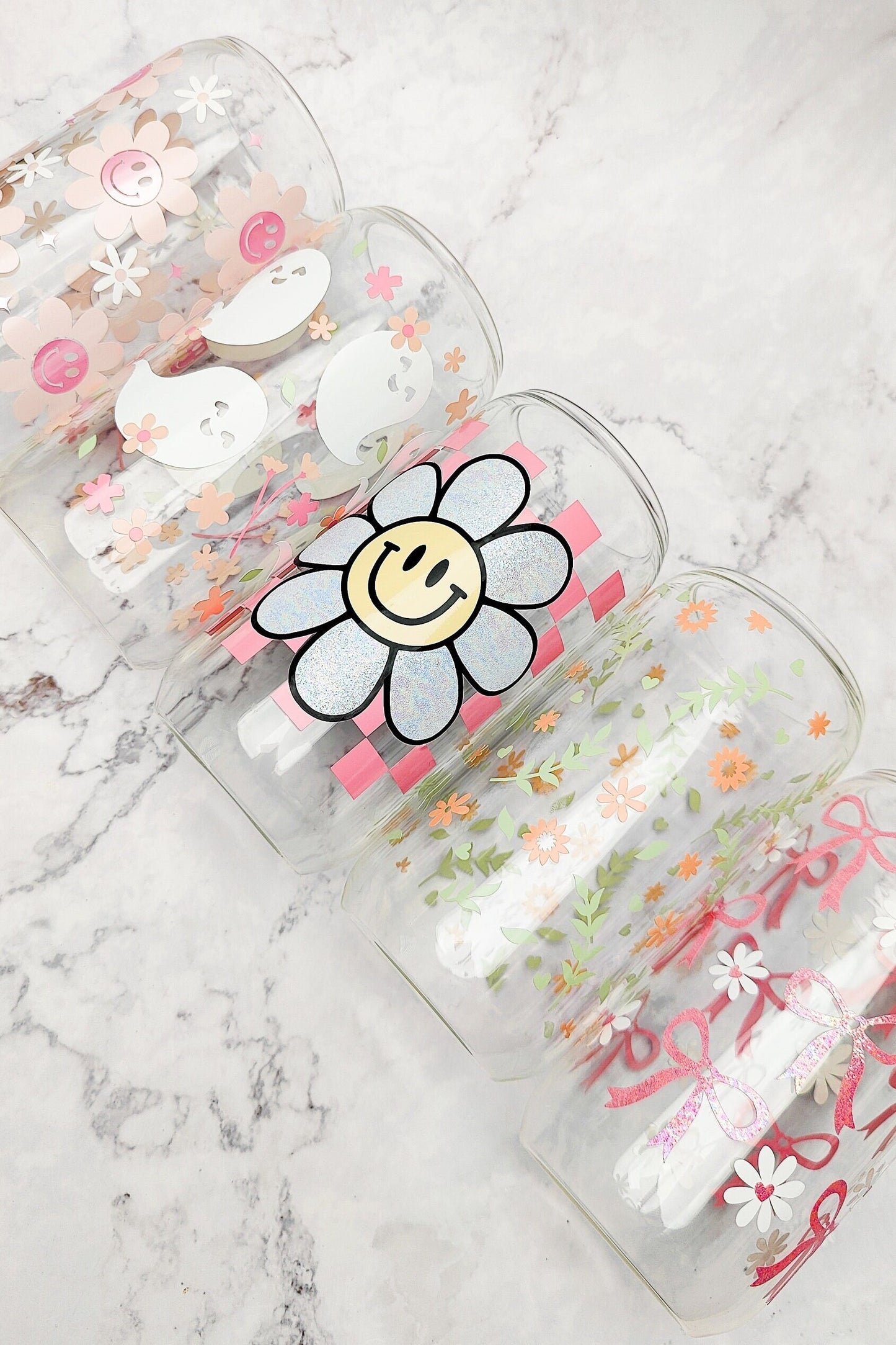 Minimal Spring Floral Glass Cup