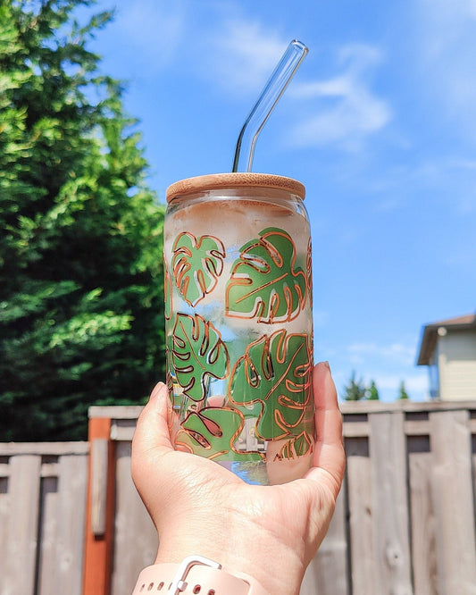Monstera Leaf Color Changing Glass Cup
