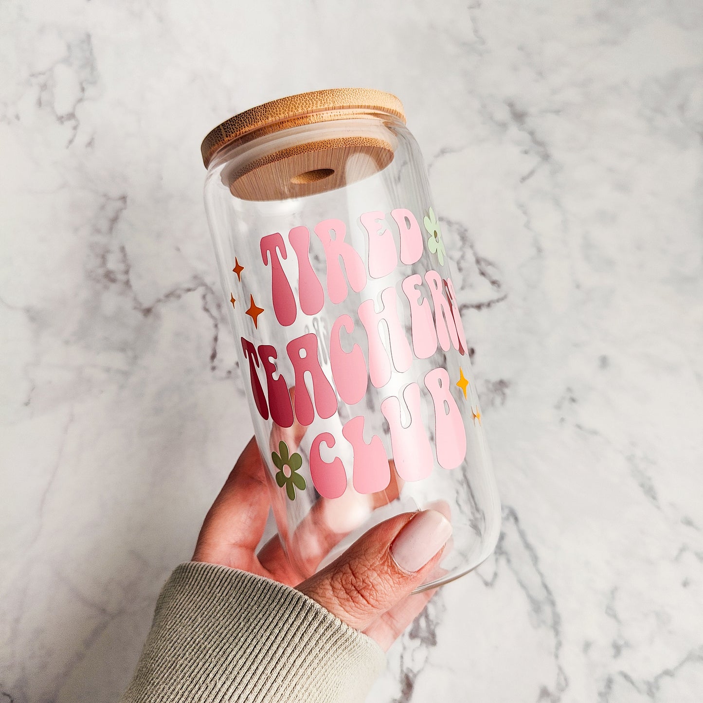 Cool Tired Teachers Club Glass Cup