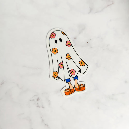 Spooky Lizzy Ghost Holographic Sticker