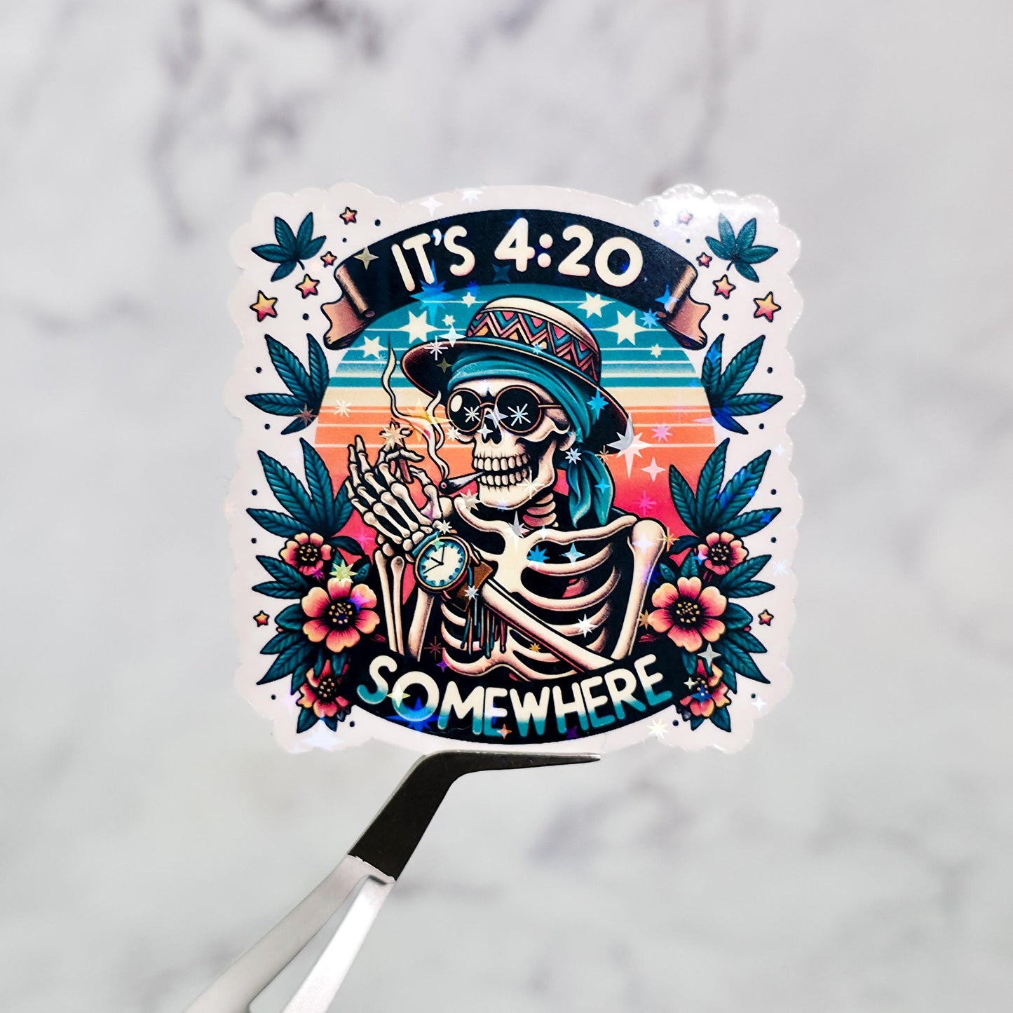 It's 420 Somewhere Holographic Sticker