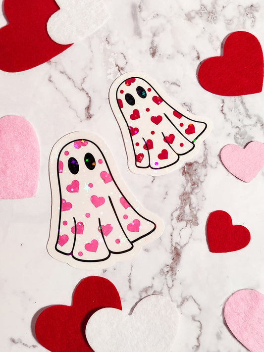 Heart Ghostie Holographic Sticker