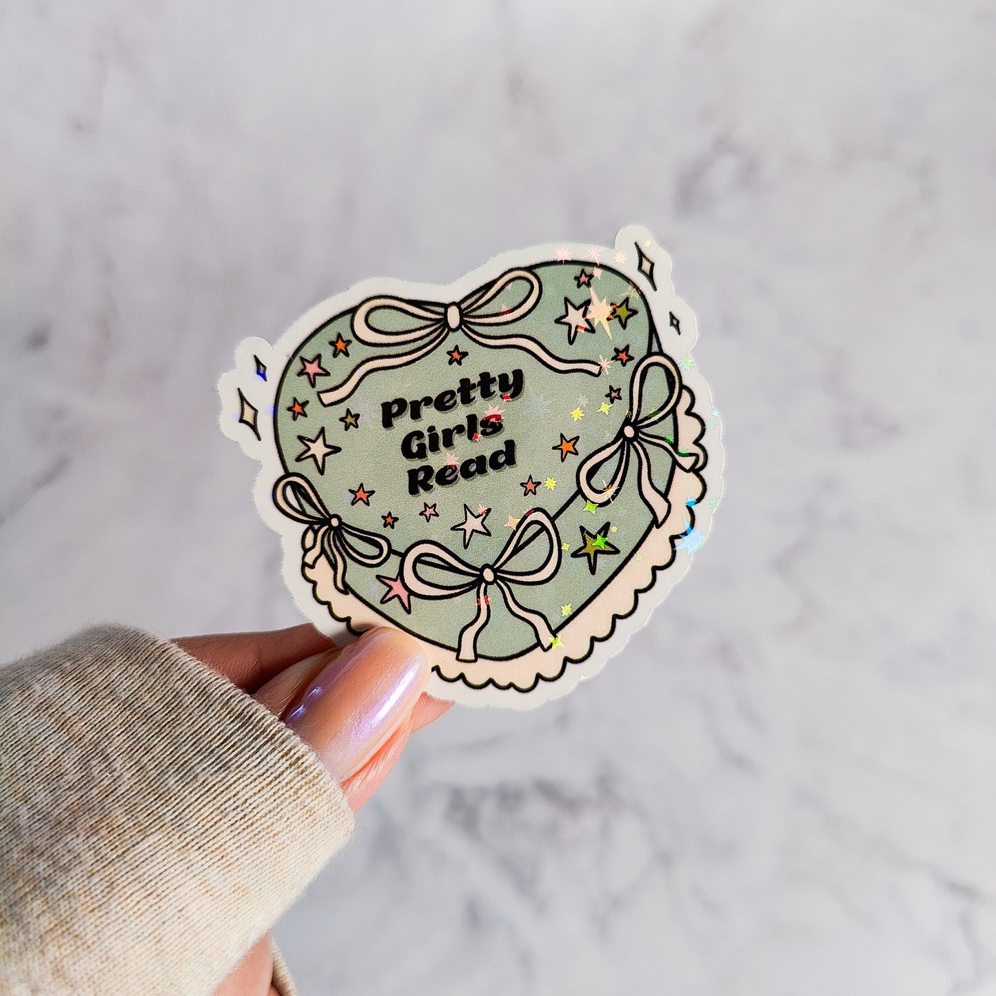 Pretty Girls Read Cake Holographic Sticker