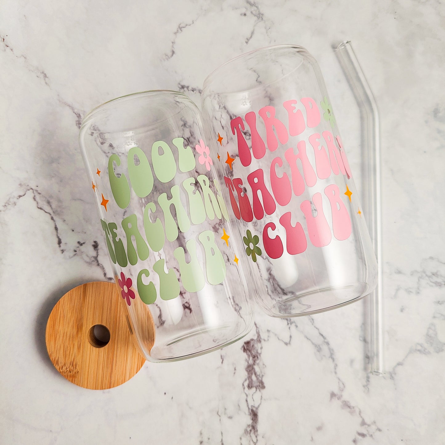Cool Tired Teachers Club Glass Cup