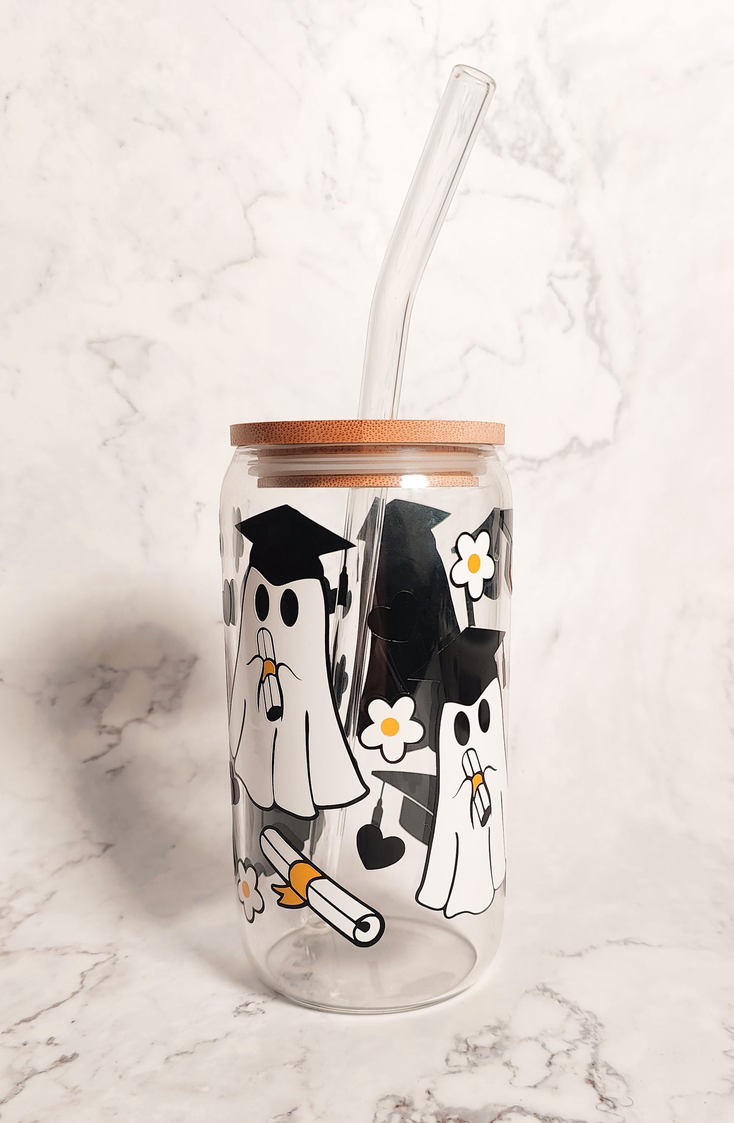 Spooky Ghostie Grad Glass Coffee Cup
