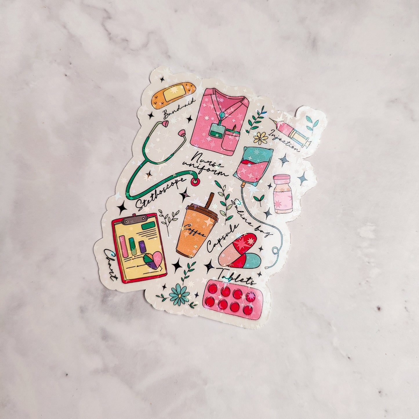 Nurse Doodles Holographic Sticker