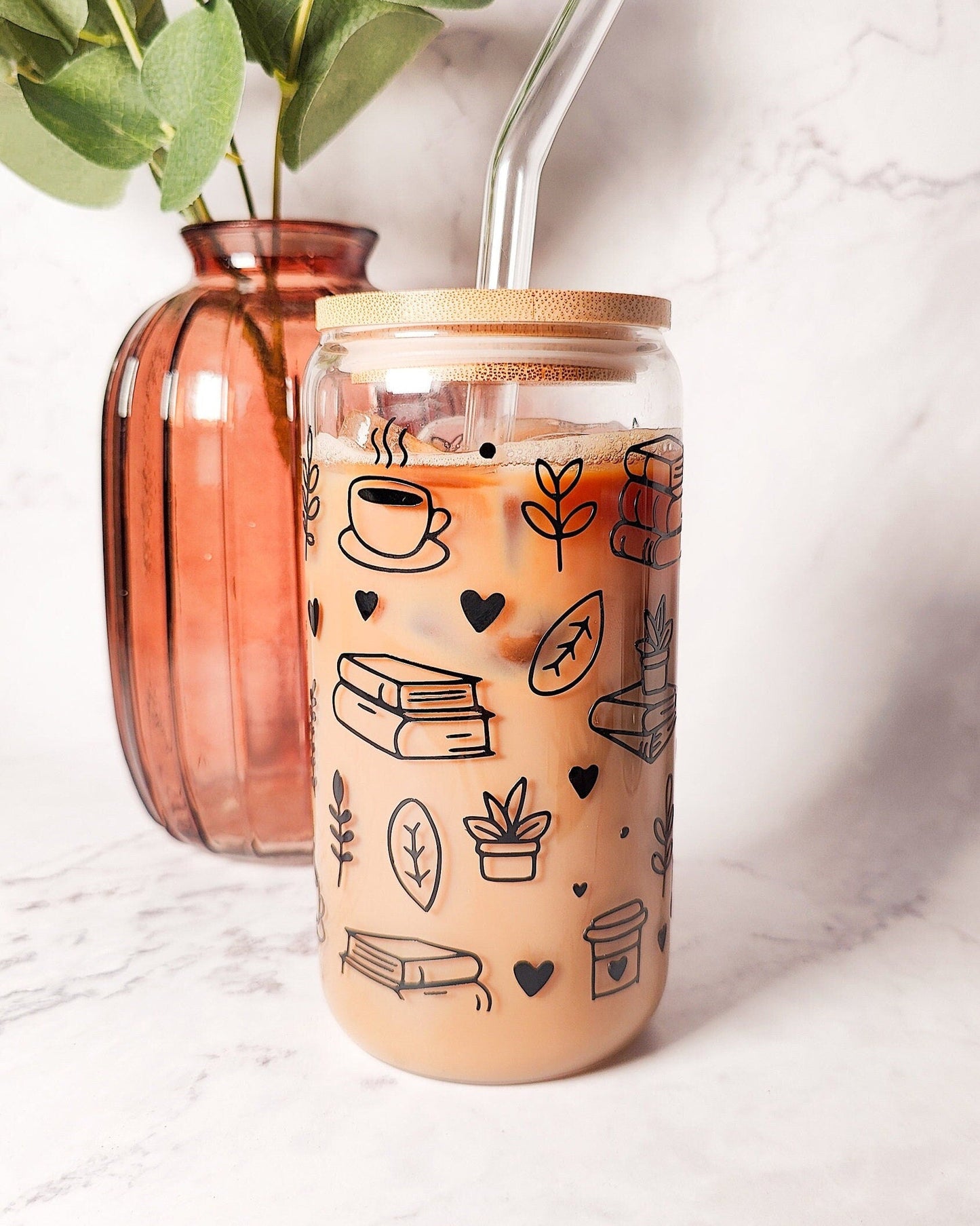 Book Lover Glass Coffee Cup