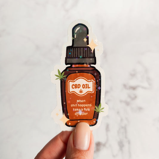 CBD Oil Tincture Holographic Sticker