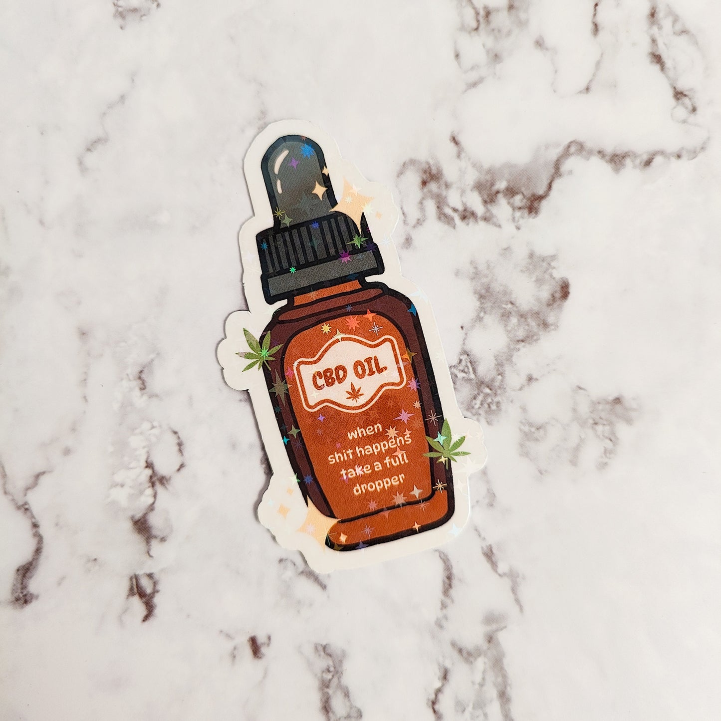 CBD Oil Tincture Holographic Sticker