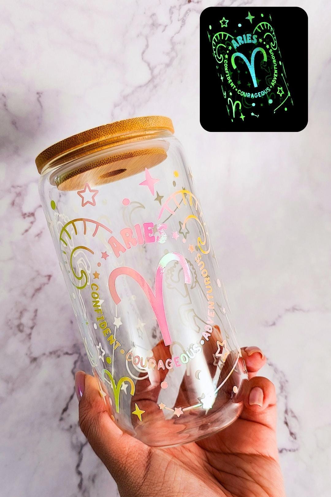 Zodiac Glow In The Dark Glass Cup