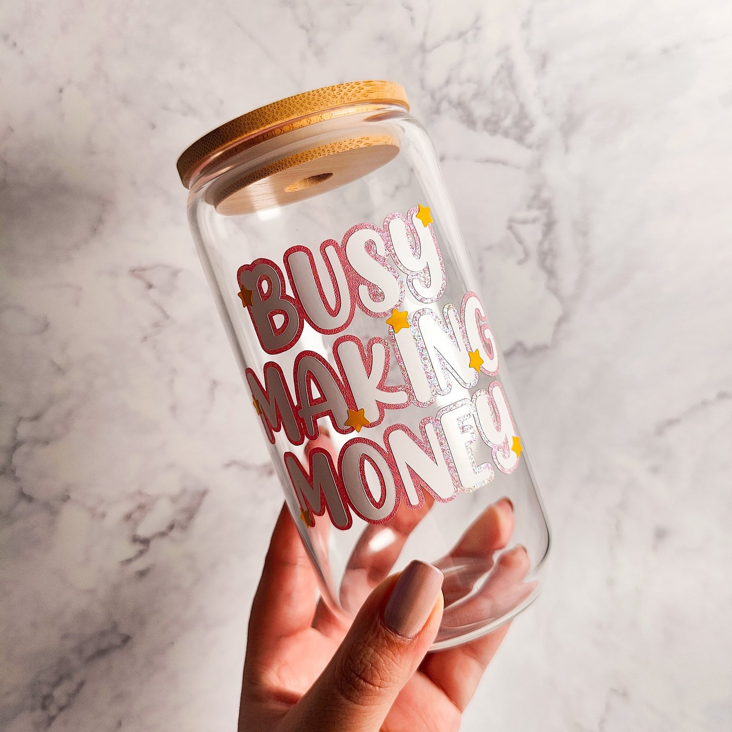 Busy Making Money Glass Cup