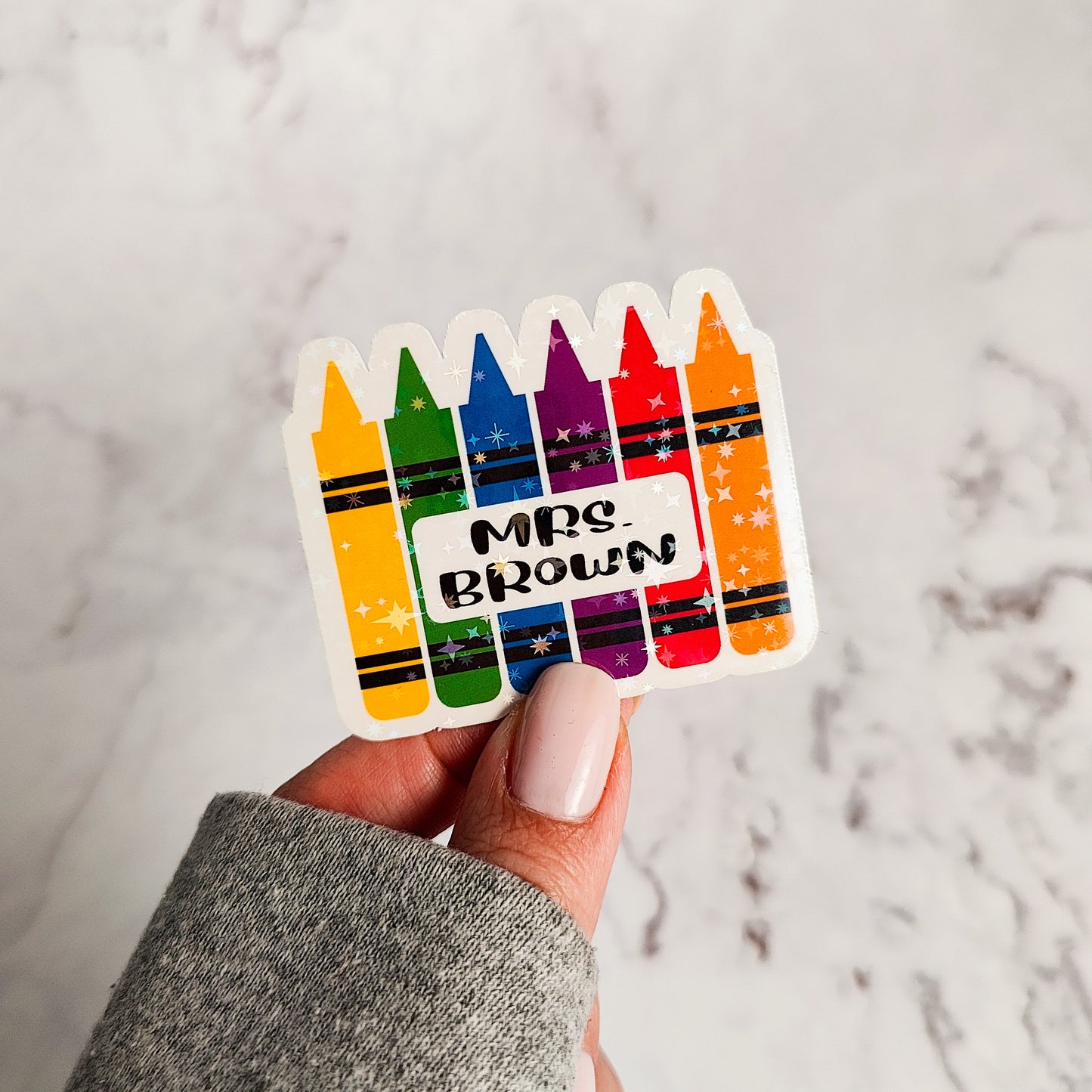Teacher Crayon Holographic Sticker