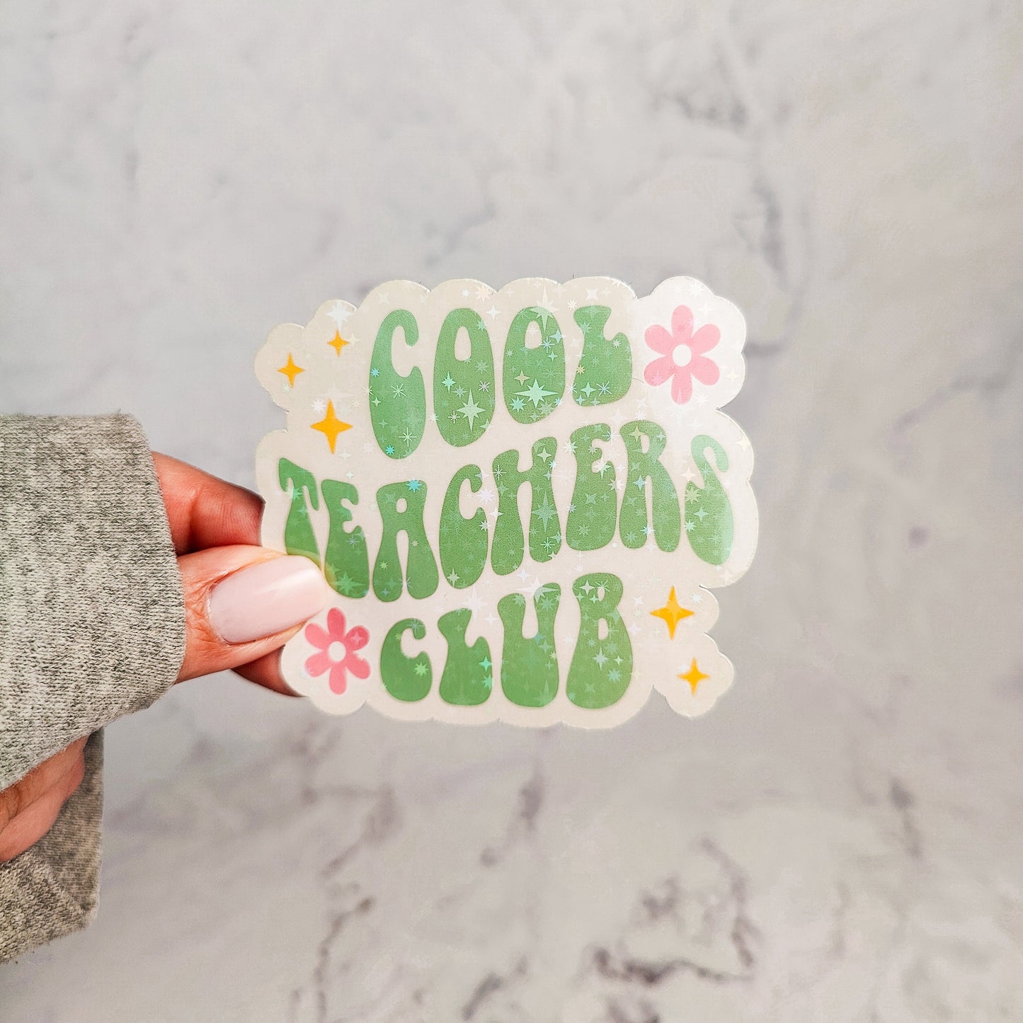 Cool Tired Teachers Club Holographic Sticker