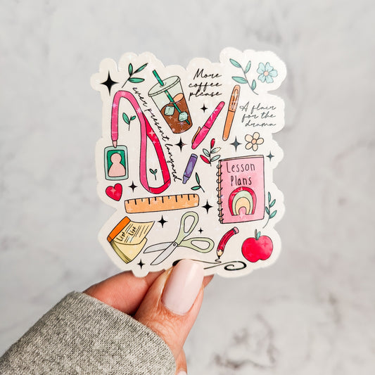Teacher Doodles Holographic Sticker