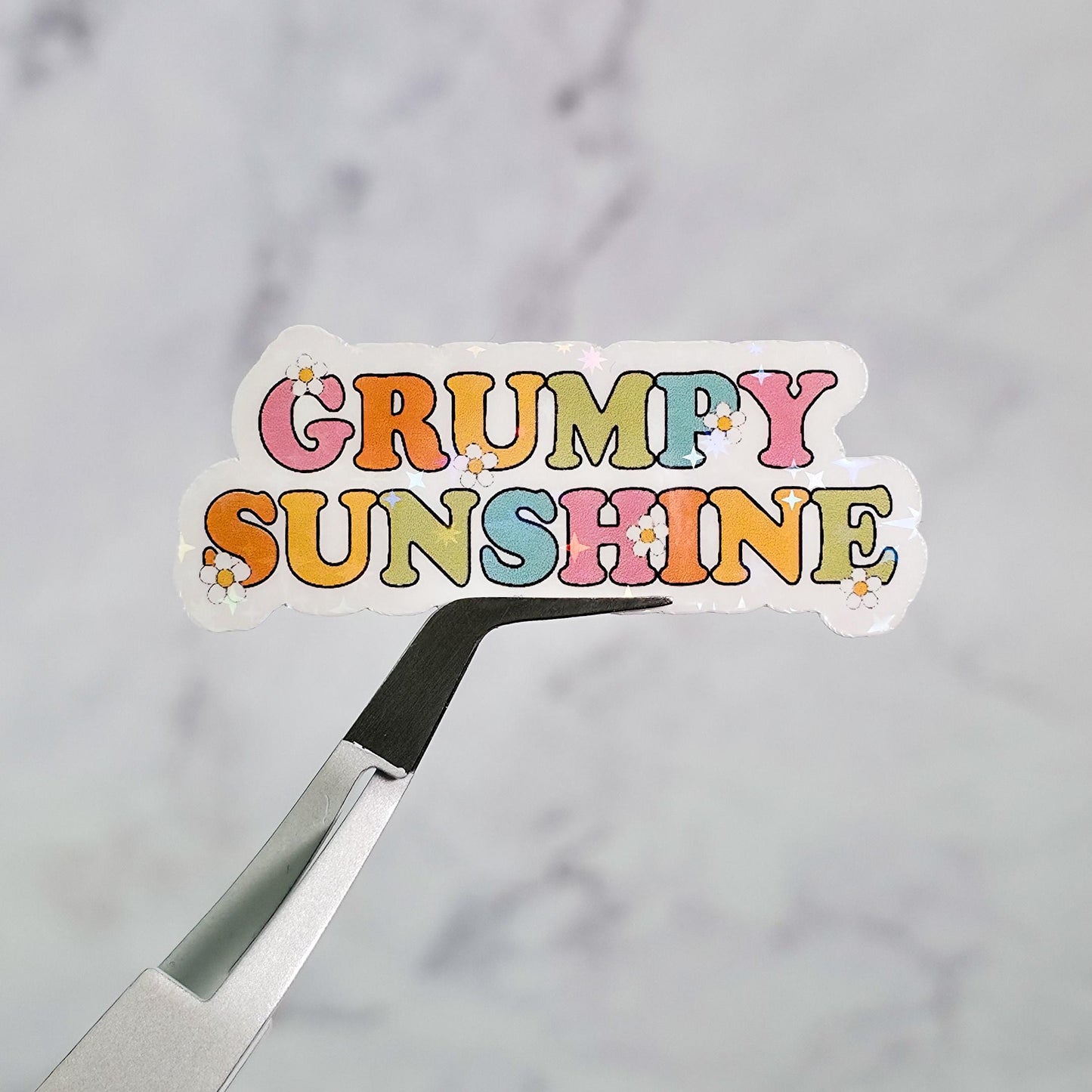 Grumpy Sunshine Holographic Sticker