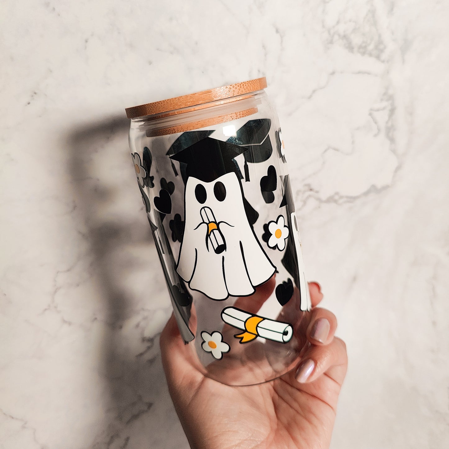 Spooky Ghostie Grad Glass Coffee Cup