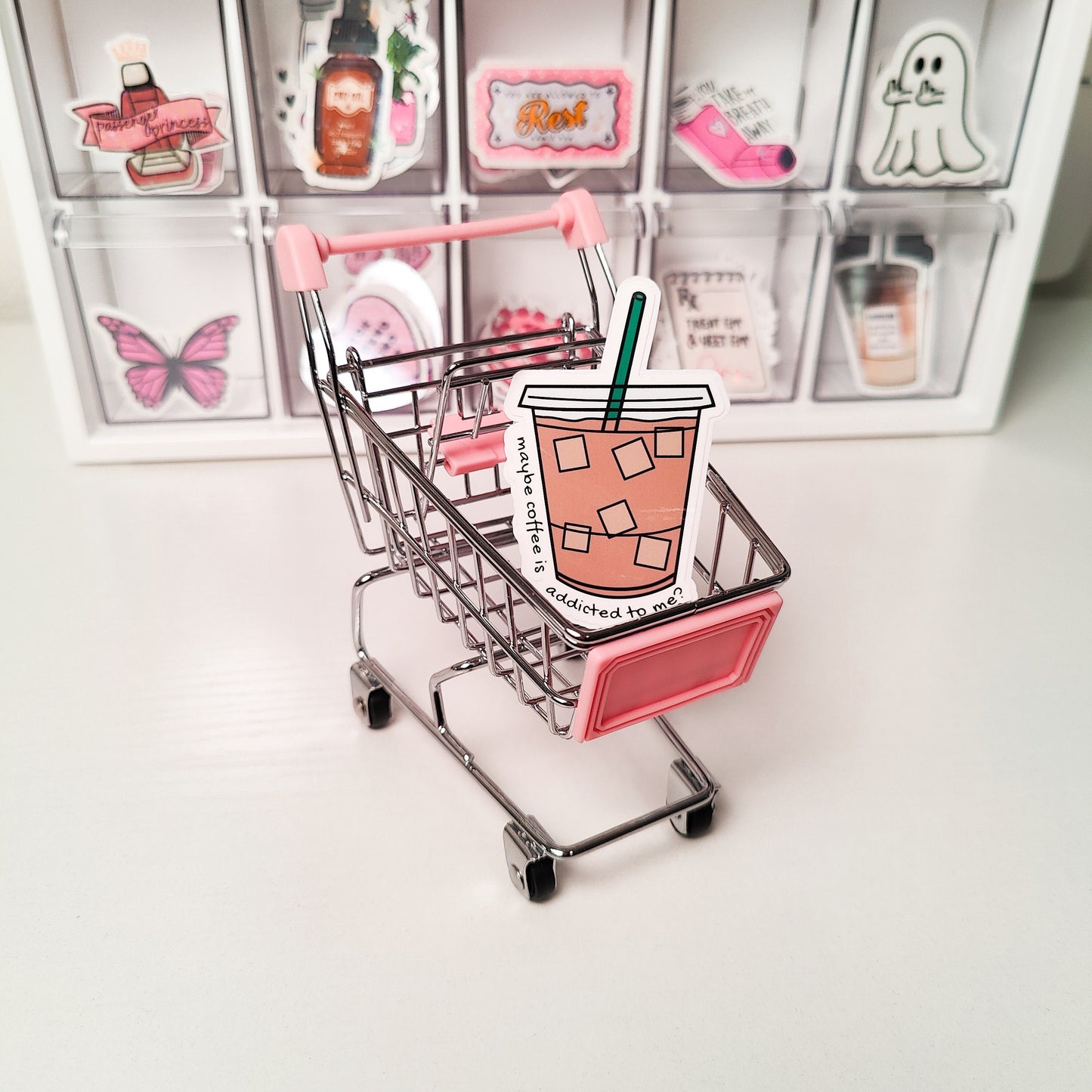 Mini Pink Shopping Cart