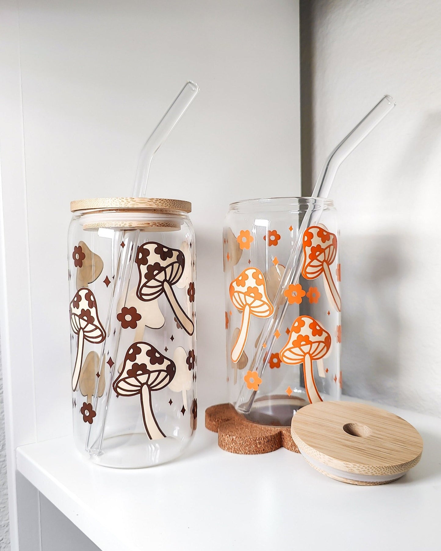 Floral Mushroom Glass Cup