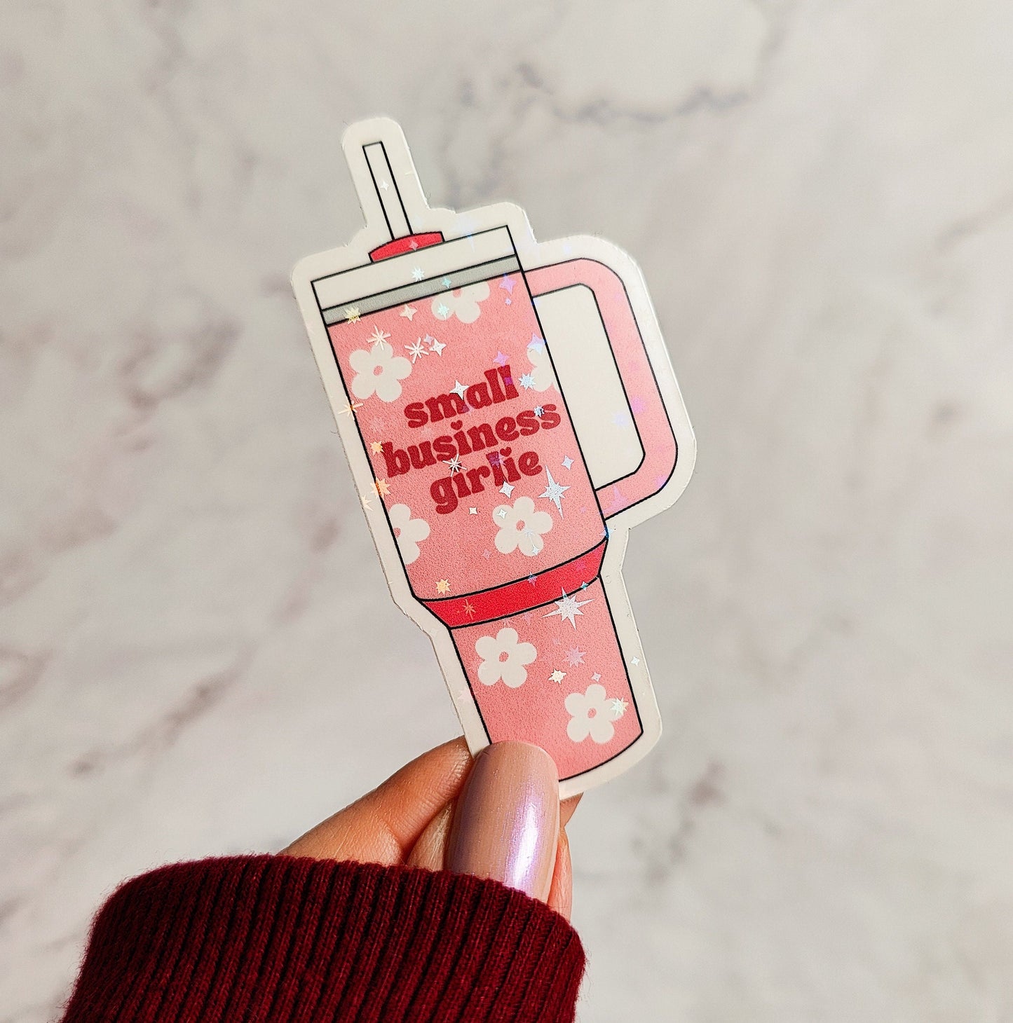 Small Business Girlie Tumbler Holographic Sticker