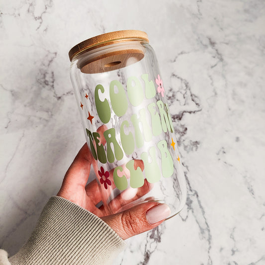 Cool Tired Teachers Club Glass Cup