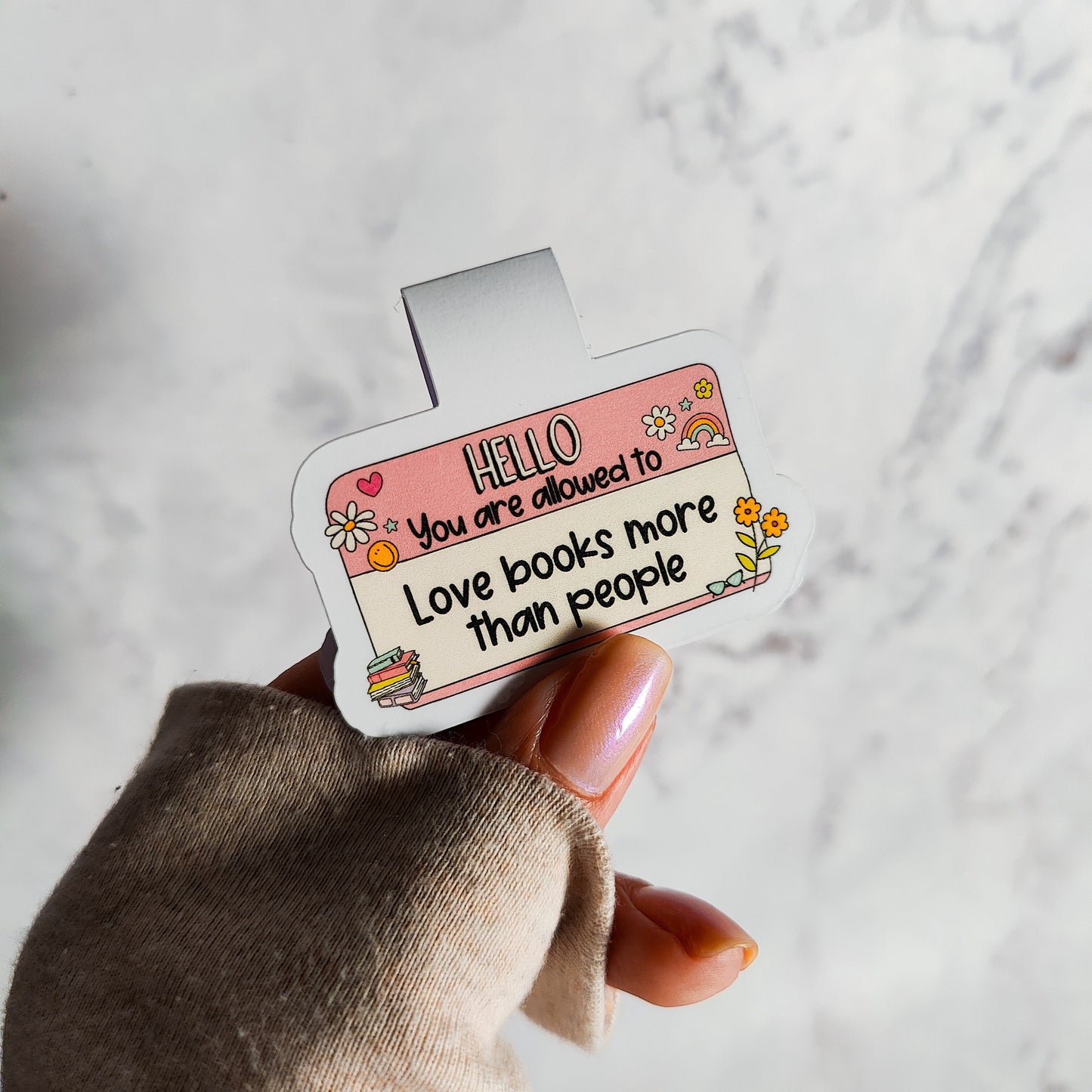 Love Books More Than People Name Tag Magnetic Bookmark