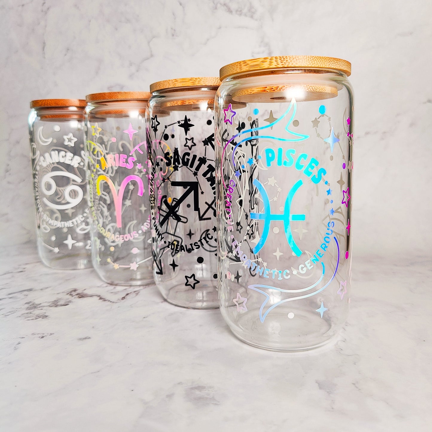 Zodiac Glow In The Dark Glass Cup