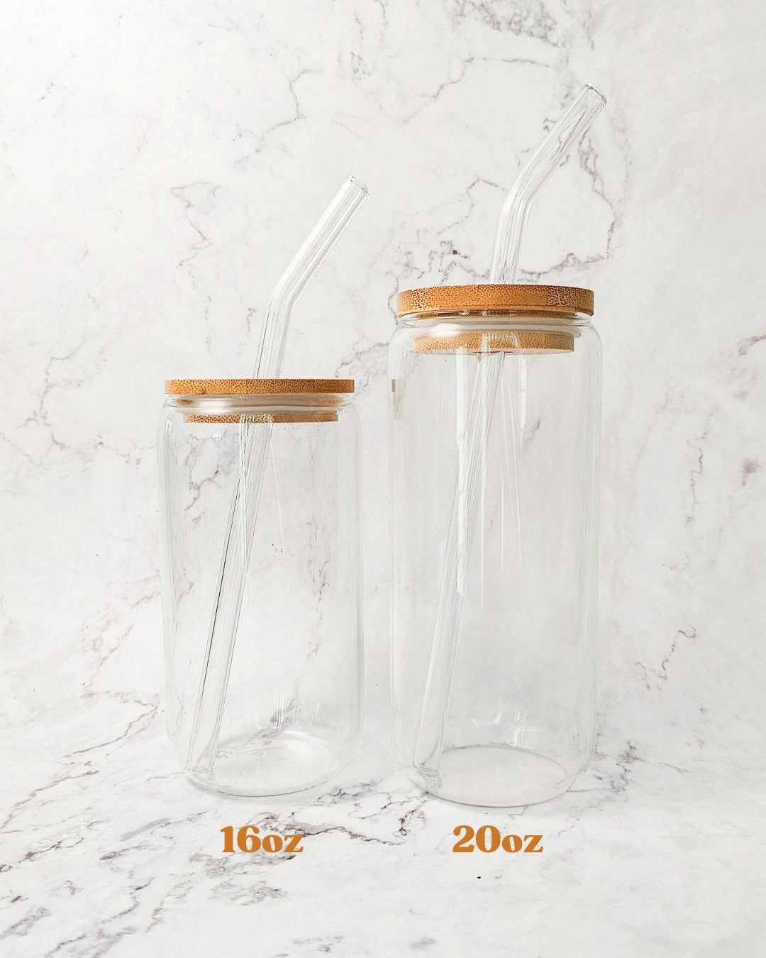 Customized and Personalized Glass Cup with Lid and Straw