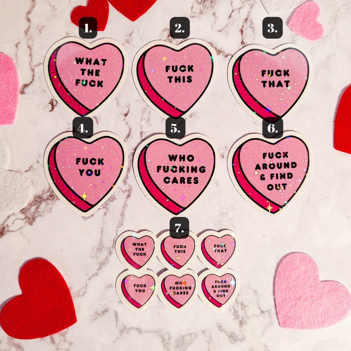 Anti Valentine's Candy Heart Holographic Sticker