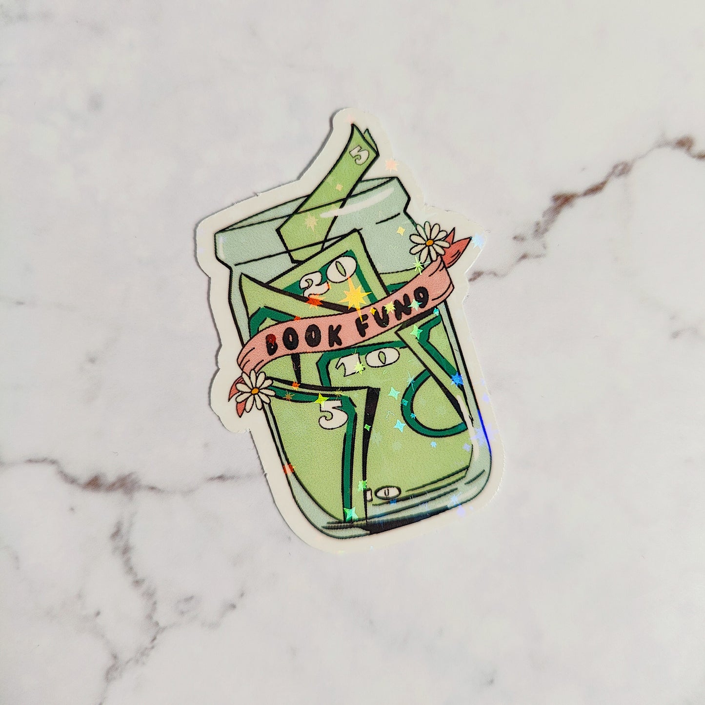 Book Fund Jar Holographic Sticker