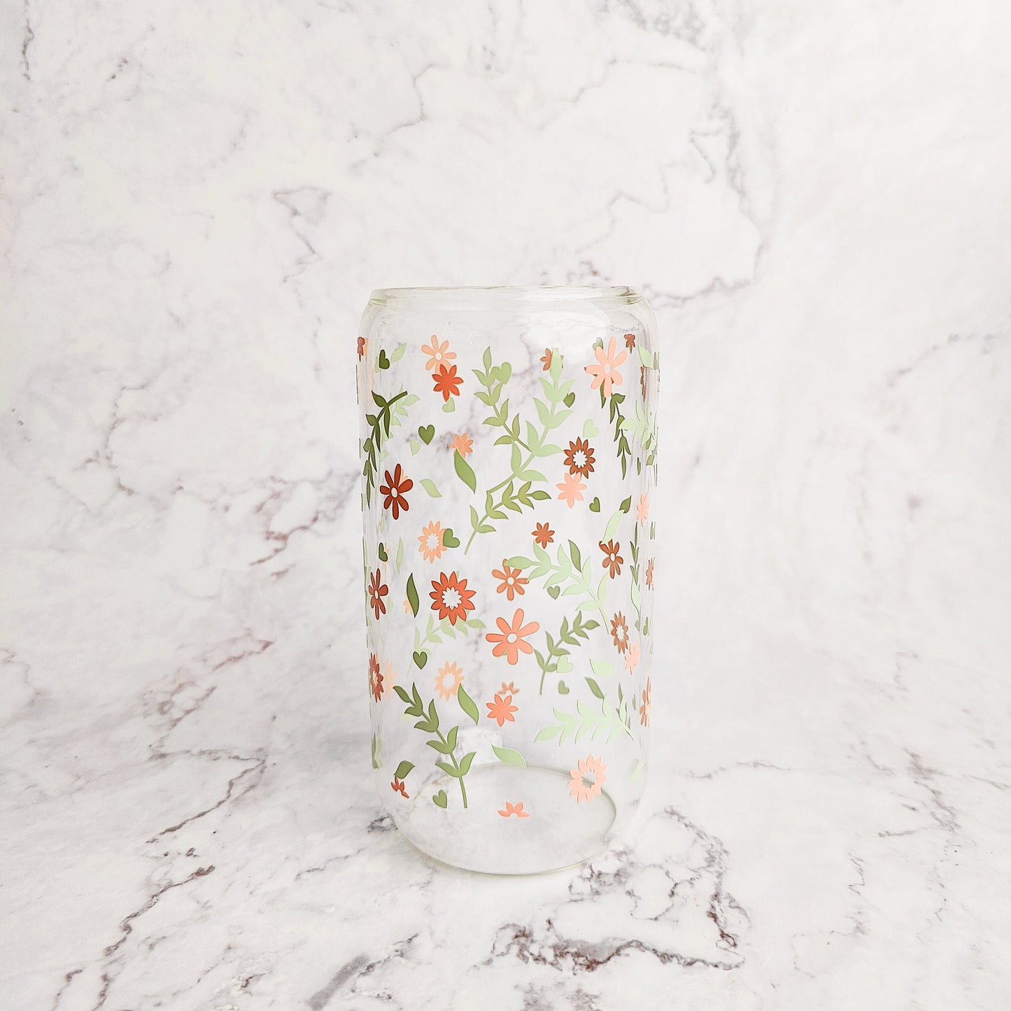 Minimal Spring Floral Glass Cup