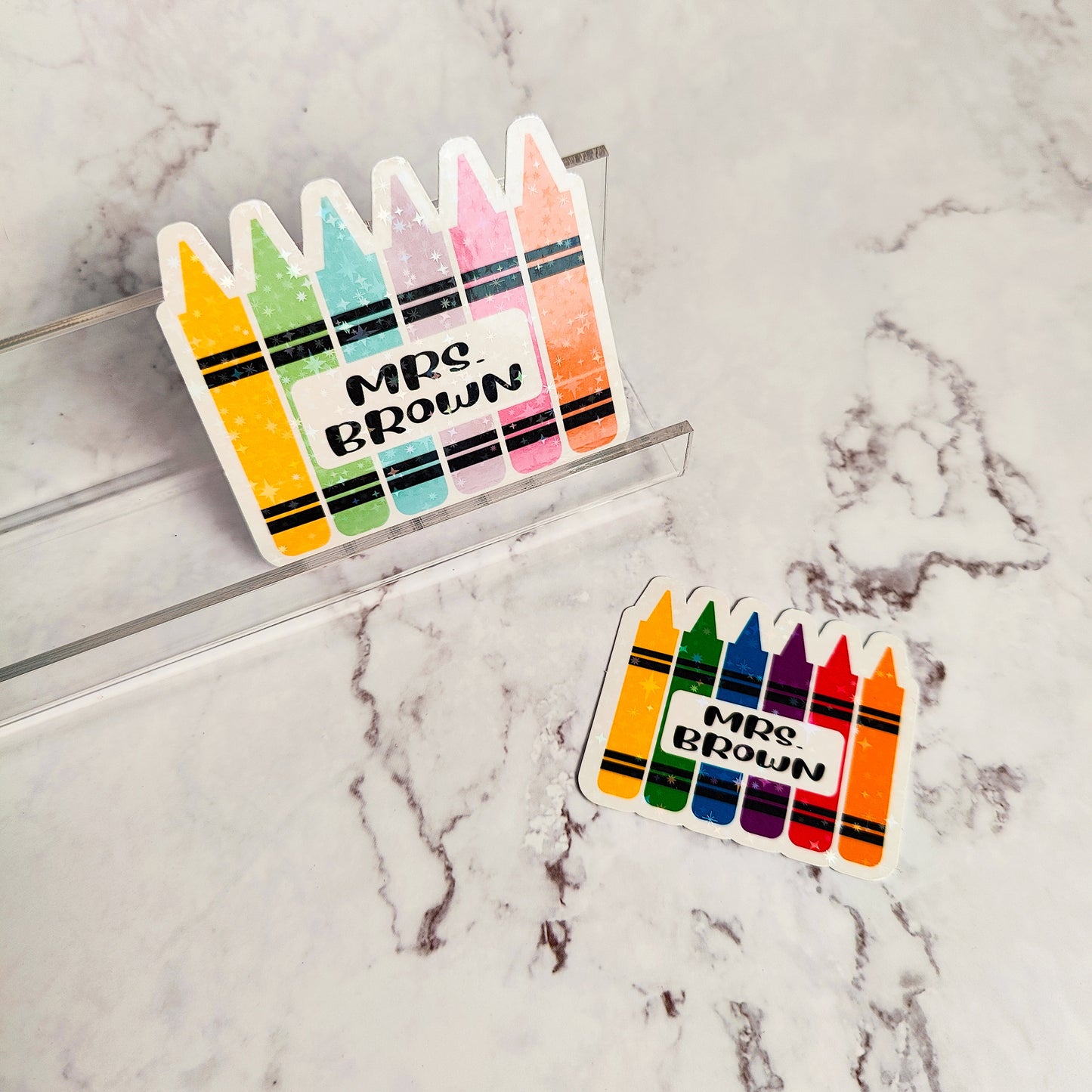 Teacher Crayon Holographic Sticker