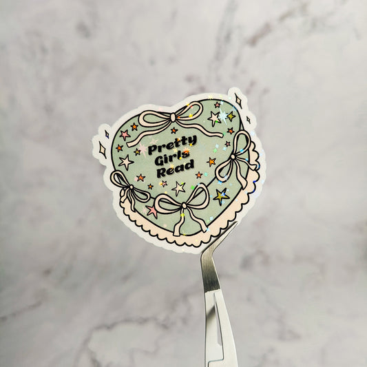 Pretty Girls Read Cake Holographic Sticker