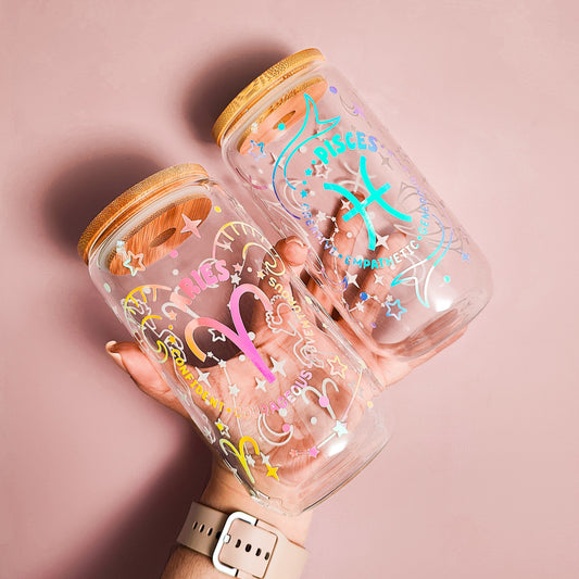 Zodiac Glow In The Dark Glass Cup