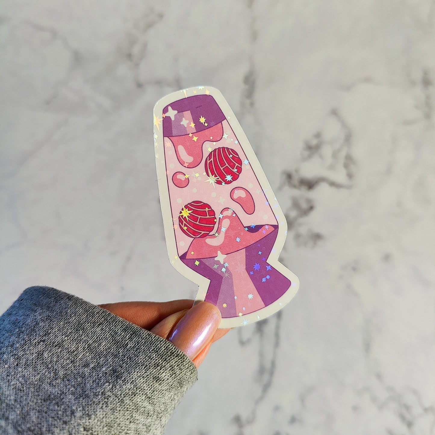 Retro Concha Lava Lamp Holographic Sticker