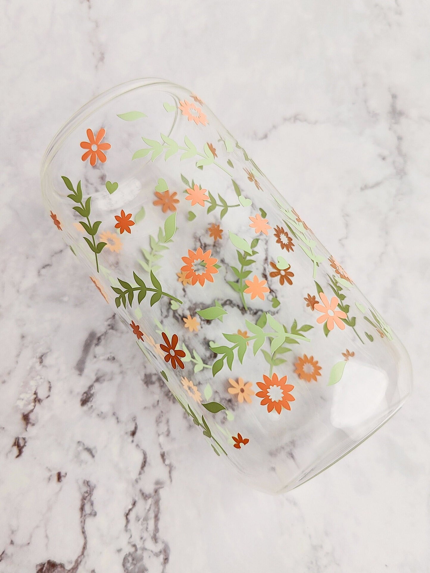 Minimal Spring Floral Glass Cup
