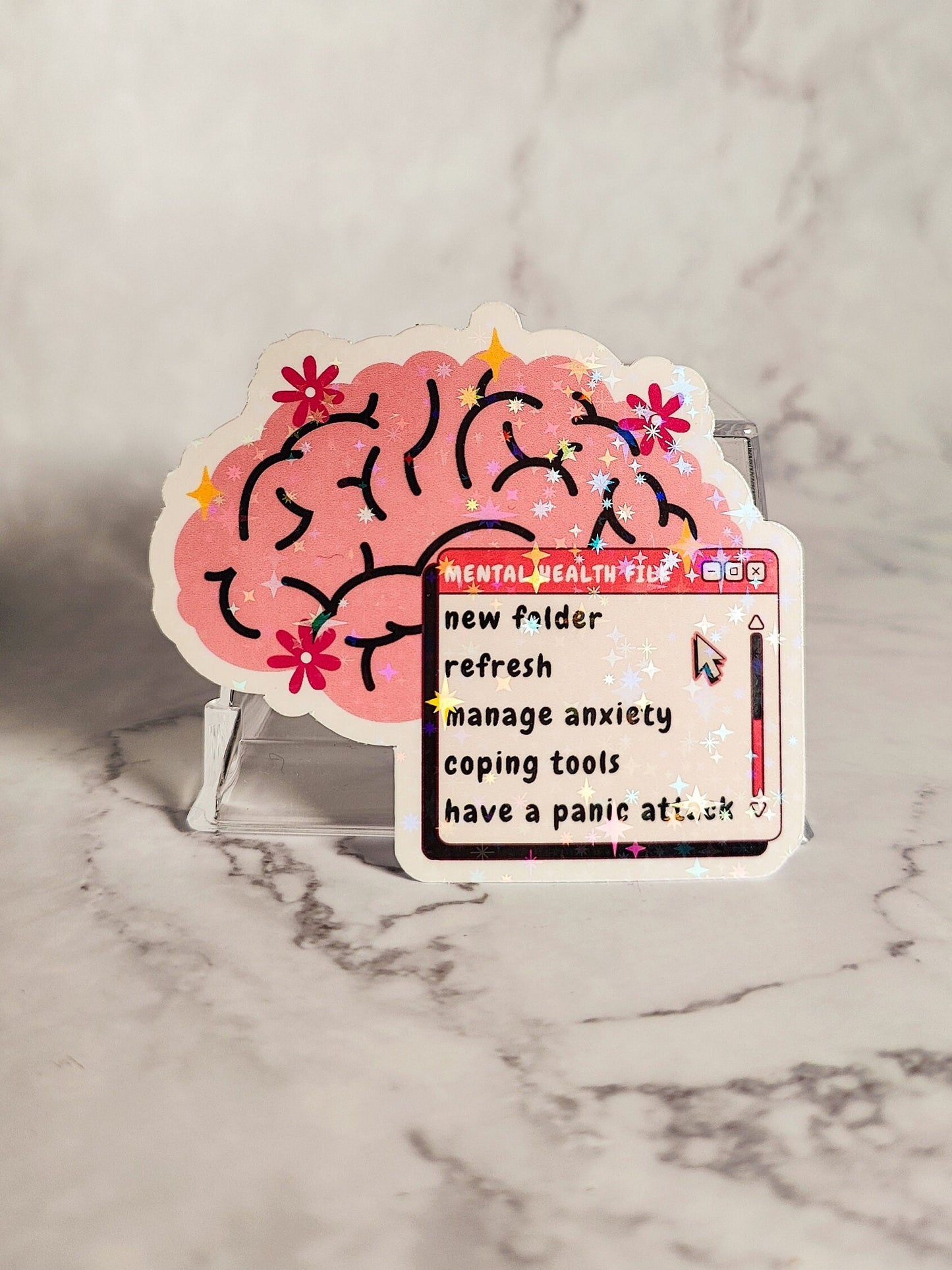 Brain Mental Health File Holographic Sticker