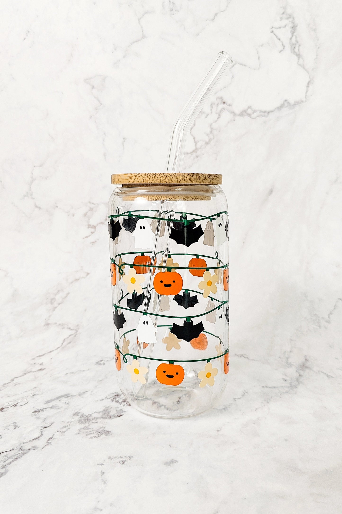 Halloween String Lights Beer Glass, Ghost Coffee Glass Cup, Fall Pumpkin Can Shaped Glass, Halloween Iced Coffee Cup, Cute Spooky Gift