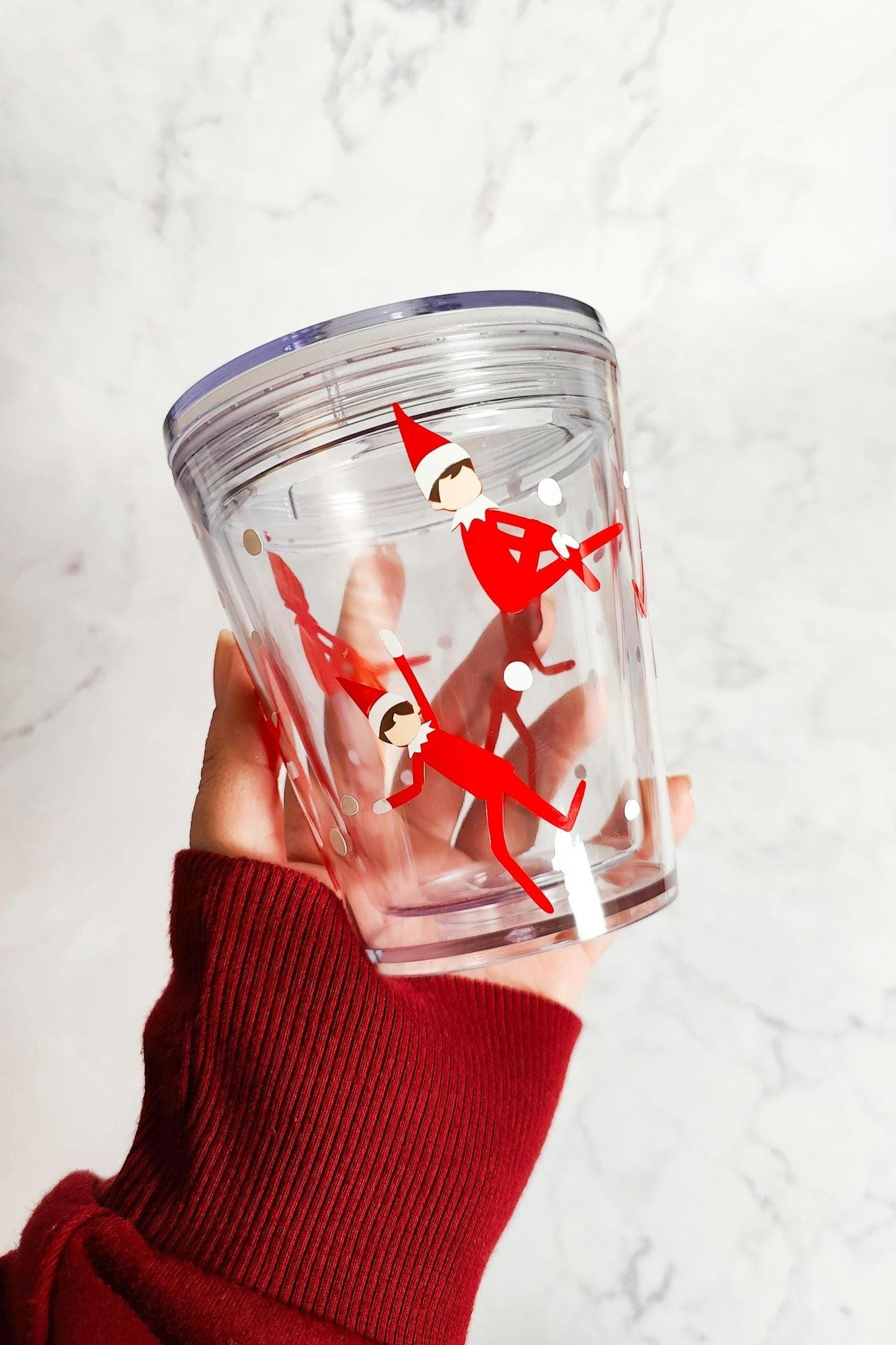 Cute Elf 10oz Acrylic Tumbler, Christmas Kids Cup, Christmas Gift, Kids Themed, Advent Calendar Gift, Holiday Stocking Stuffer