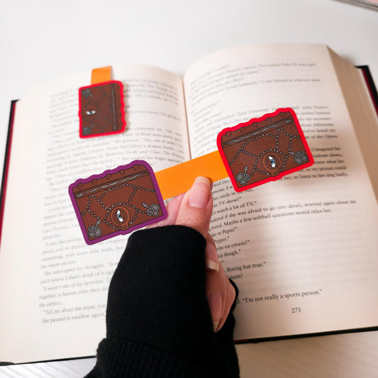 Spell Book Magnetic Bookmark, Bookish Water Resistant Bookmark, Halloween Page Marker, Spooky Witches Bookworm Gift