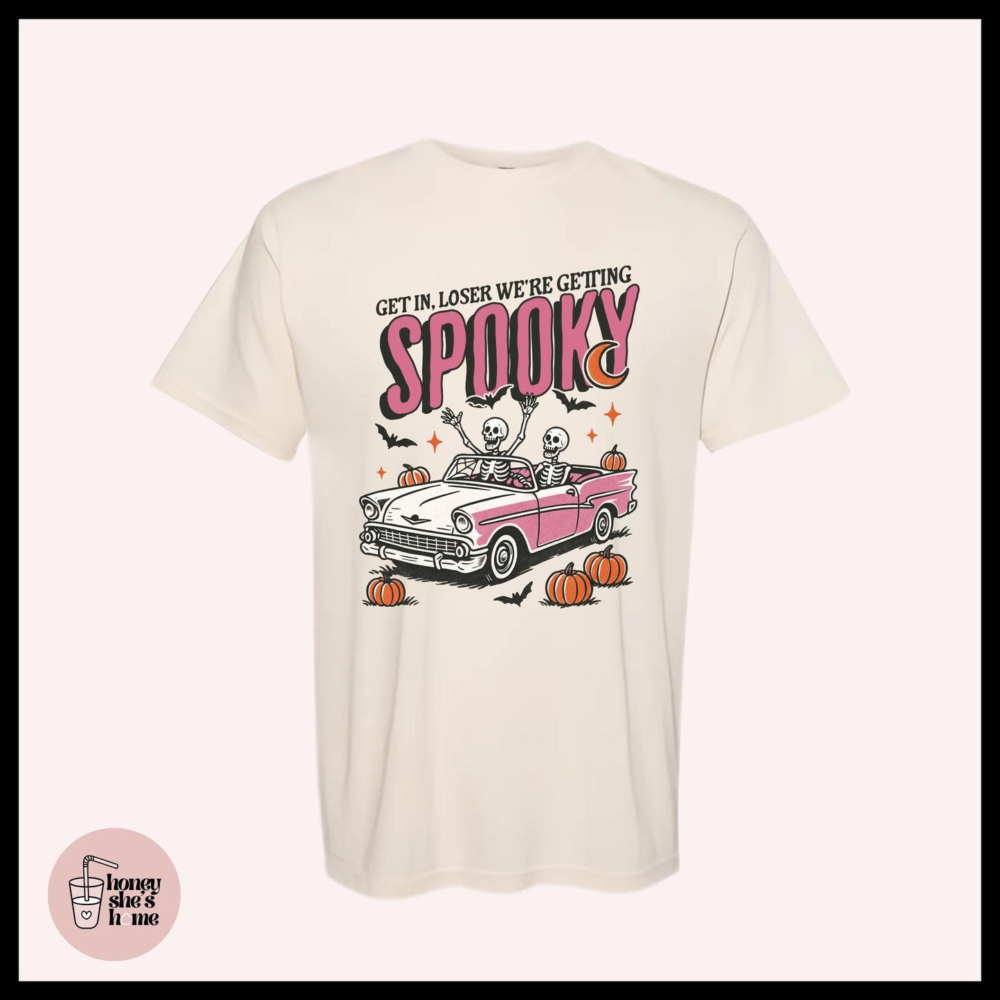 Get In Loser We're Getting Spooky T-shirt, Coffee Lover Shirt, Casual Soft Cotton Tee, Skull Comfy Top, Retro Vintage, Spooky Season Gift