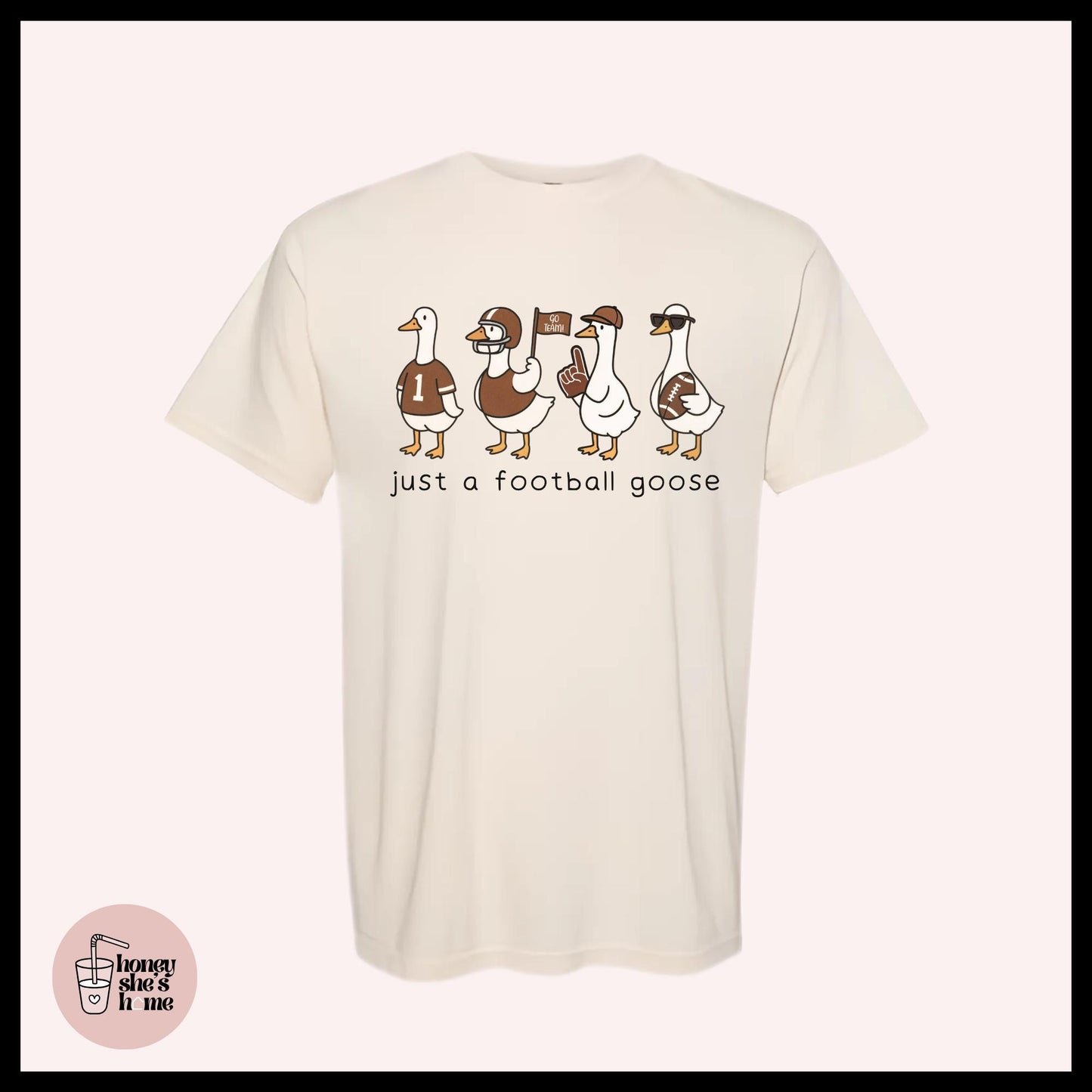 Just A Football Goose T-shirt, Autumn Animal Lover Shirt, Casual Soft Cotton Tee, Falloween Comfy Top, Farm Animals, Fall Season Sport Gift