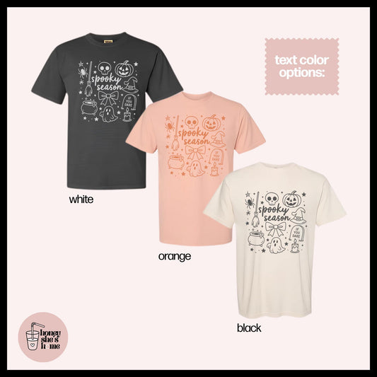 Spooky Season Doodles T-shirt, Halloween Lover Shirt, Cute Casual Soft Cotton Tee, Fall Comfy Top, Falloween Vibes, Spooky Season Gift