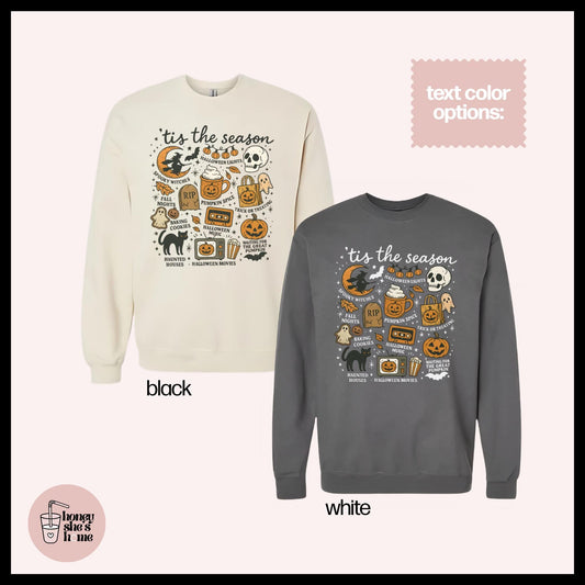 Tis The Season Crewneck, Pumpkin Spice Sweater, Cute Boho Falloween Sweatshirt, Comfy Witchy Fleece Soft Crew, Spooky Seasonal Gift