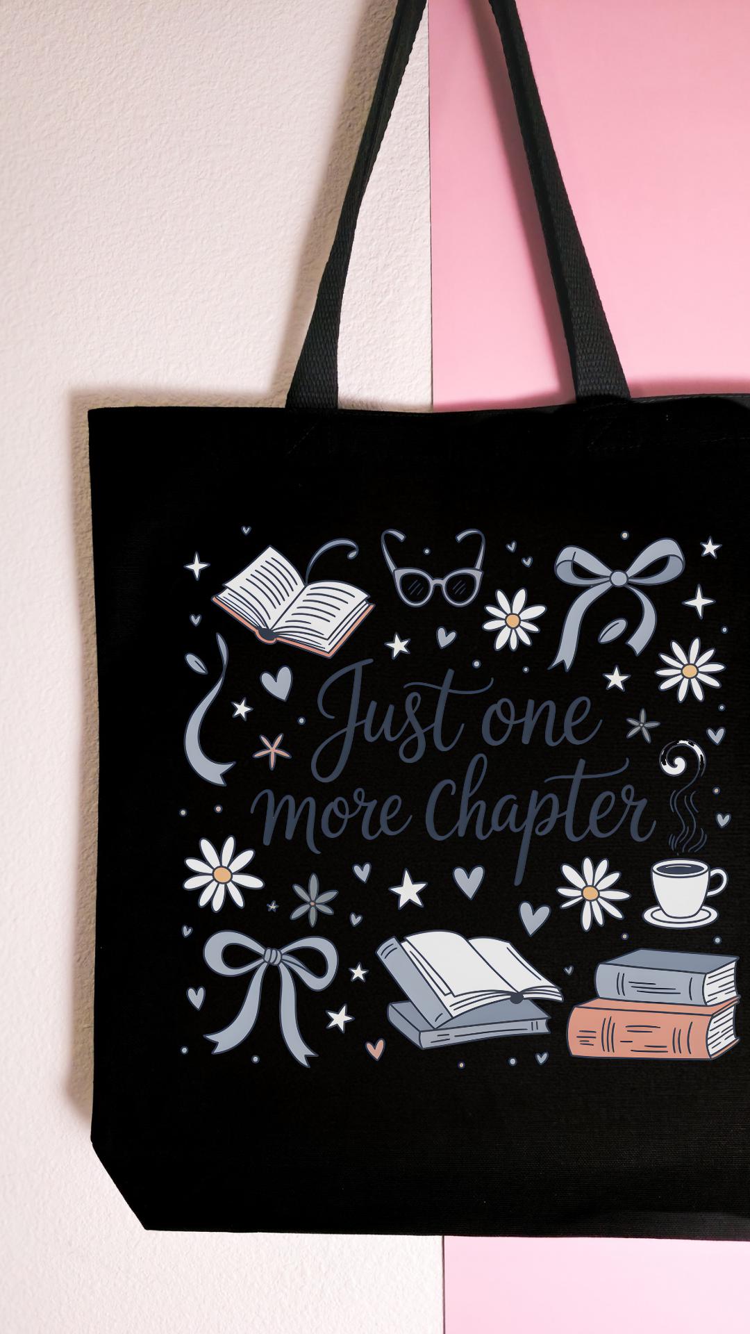 One More Chapter Tote Bag, Library Tote, Bookish Bag, Reusable Cotton Bag, Reader, Book Store Tote, Bookworm Gift
